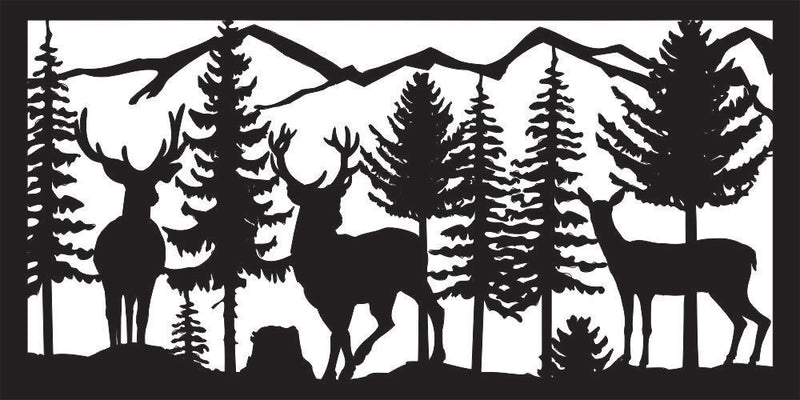 48" Three Deer Trees Mountains
