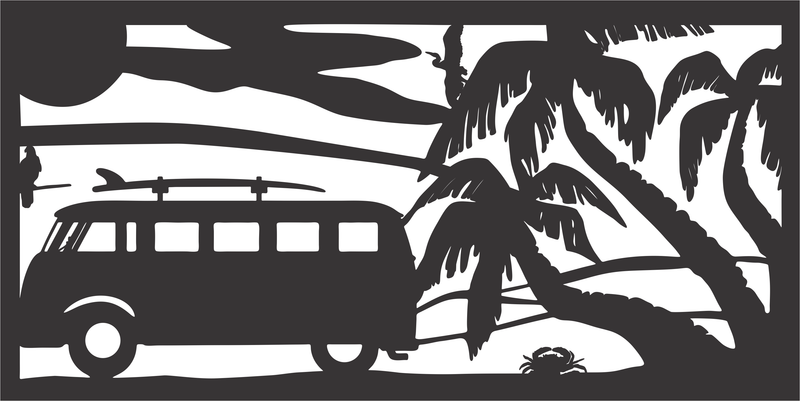 60" Beach Van Palm Trees