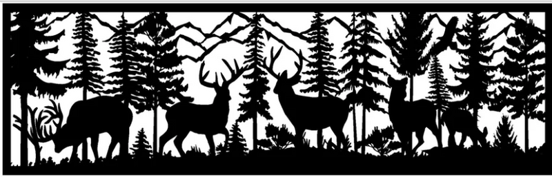 96" Three Bucks Two Does Eagle and Mountains