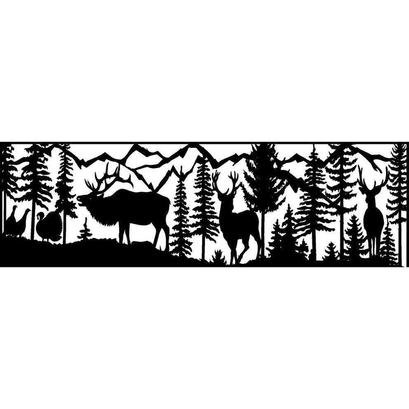 24 x 72 Two Bucks Elk Turkeys Mountains - AJD Designs Homestore