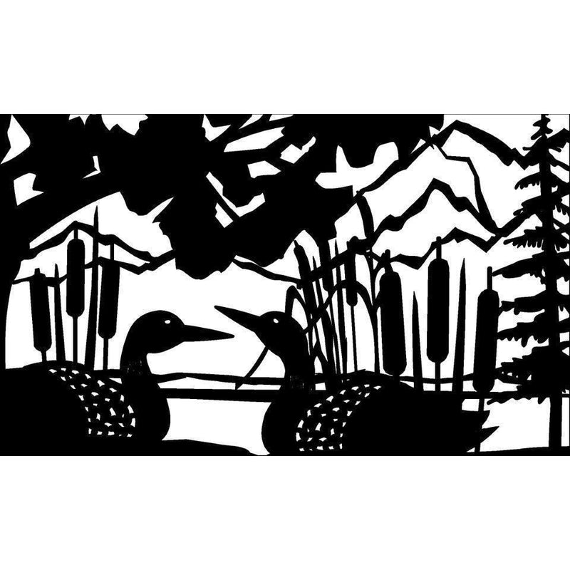 30 X 48 Loons Cattails Mountains - AJD Designs Homestore
