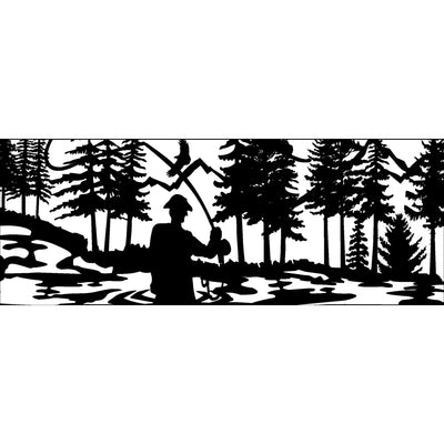30 X 72  Eagle Stream Fly Fisherman Mountains - AJD Designs Homestore