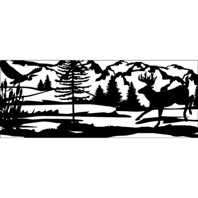 30 X 72 Heron Cattails Buck Water Mountains - AJD Designs Homestore