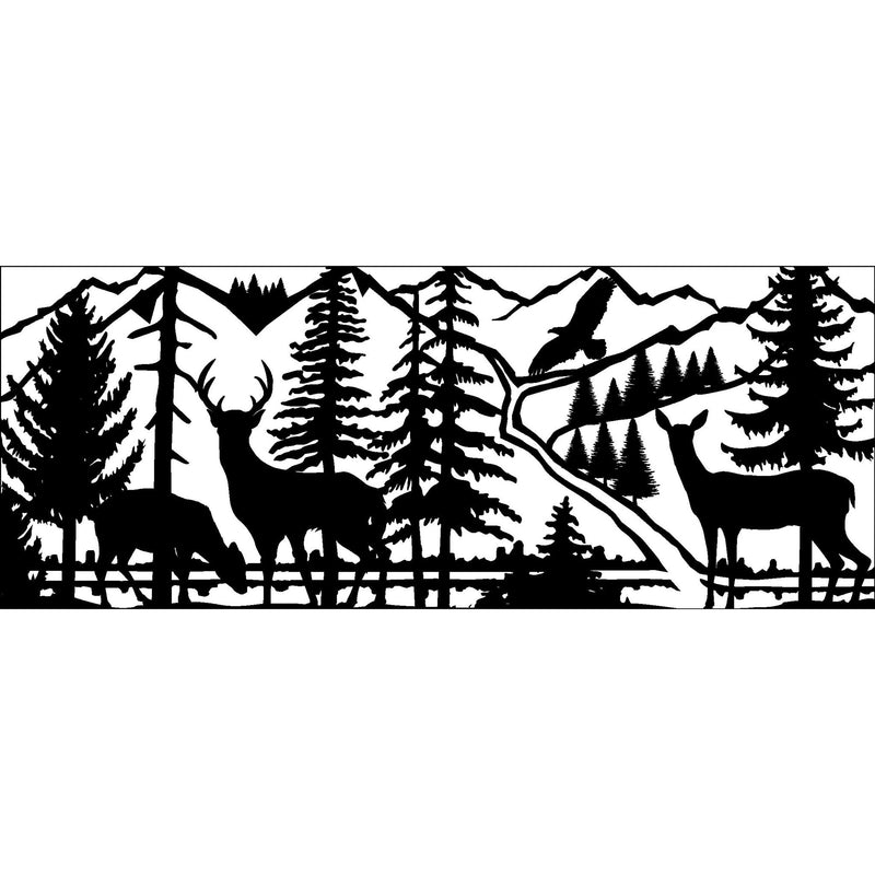 30 X 72 Three Deer Eagle Stream Mountains - AJD Designs Homestore