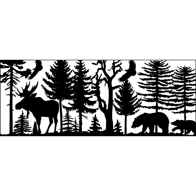 30 X 72 Two Bears Eagle Bull Moose Trees - AJD Designs Homestore