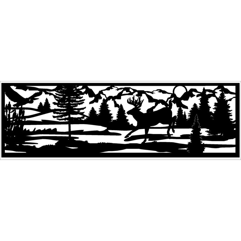 30 x 96 Low Land Heron Cattails Deer - AJD Designs Homestore