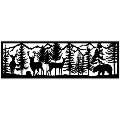 30 x 96 Three Deer Stump Bear and Mountains - AJD Designs Homestore