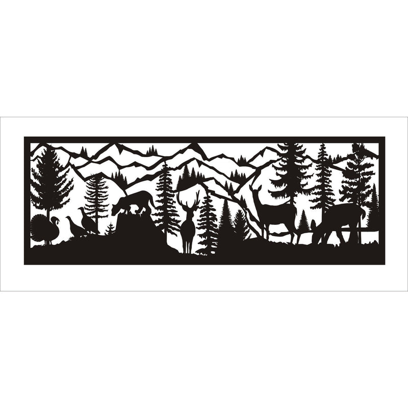 30 x 84 Three Turkeys Mountain Lion Buck two does - AJD Designs Homestore