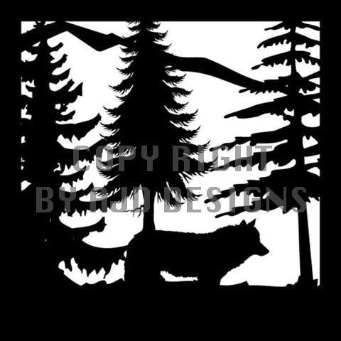 24 x 24 Wolf Trees Mountains